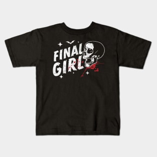 Final Girl Horror Movie Trope Slasher Film Skull Halloween Kids T-Shirt
